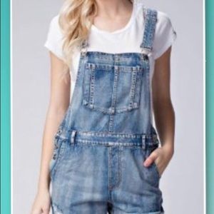 Distressed Denim Overalls
